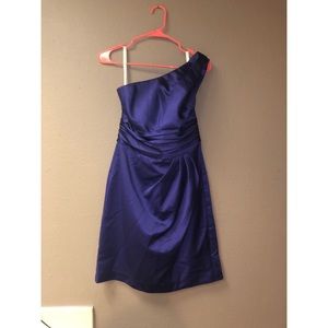 David’s Bridal one-shoulder dress